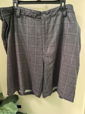Reebok Men's Plaid Shorts in Gray Plaid Big & Tall 46